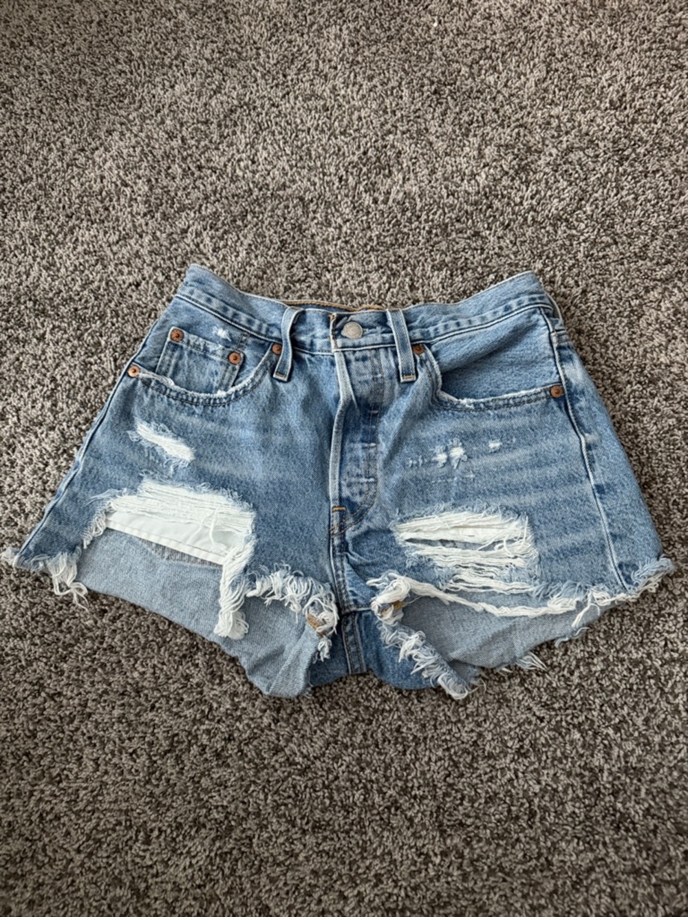 Levi’s 501 Light Blue High-Rise Denim Shorts